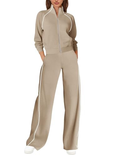 SENSERISE Women's Lounge Sets Sweatsuits 2 Piece Outfit(Light Khaki,L) | Amazon (US)