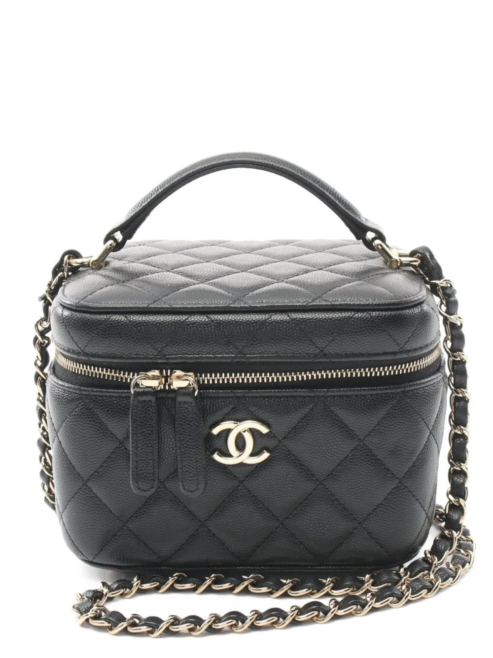 CHANEL Pre-Owned 2021 diamond-quilted two-way vanity bag - Black | Farfetch Global