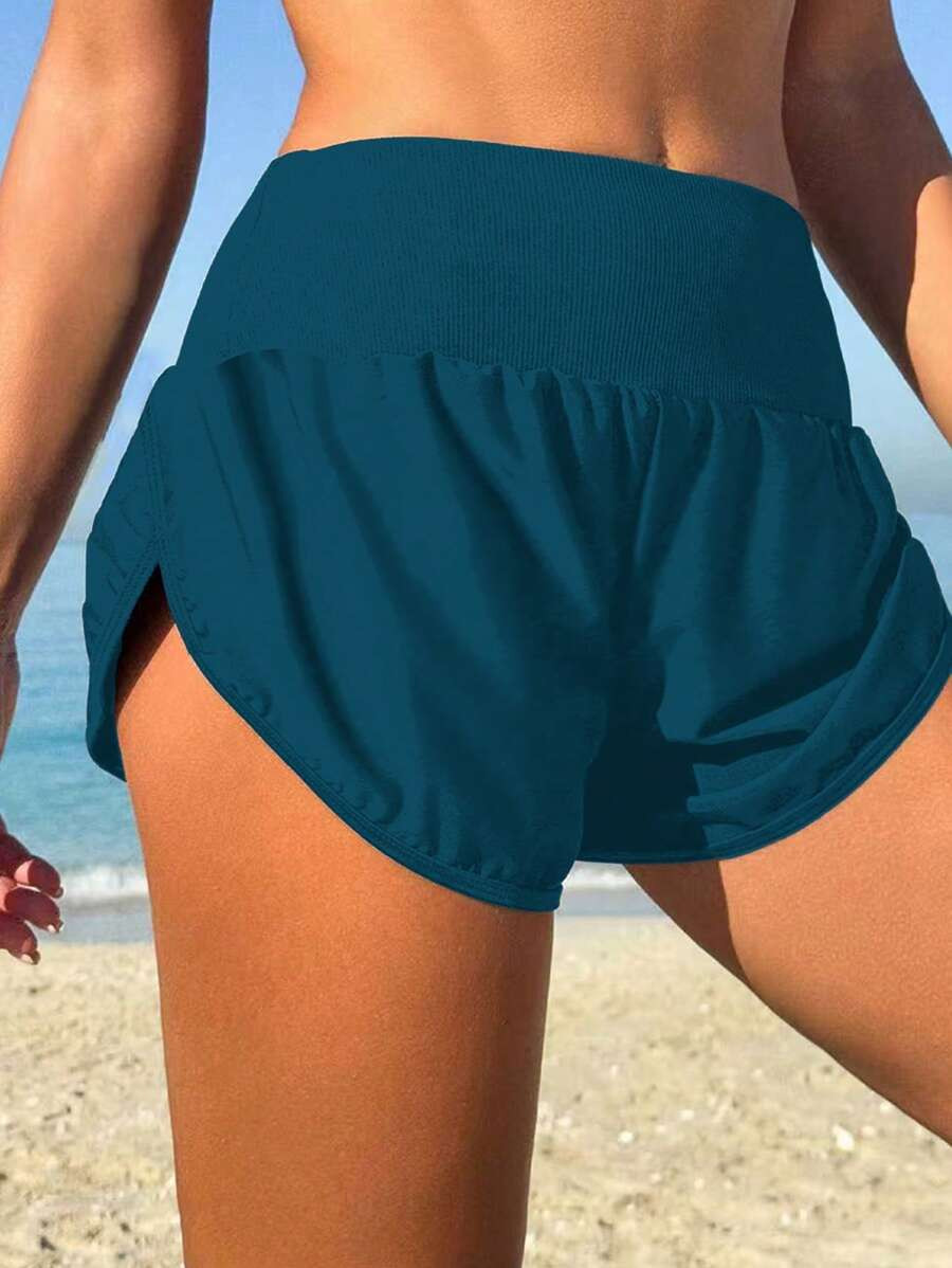 Swim SPRTY Women's Solid Color High Waist Beach Pants, Casual Vacation | SHEIN