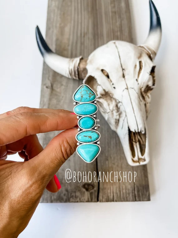 CLUSTER STONE RING  Turquoise  Adjustable Ring  - Etsy | Etsy (US)
