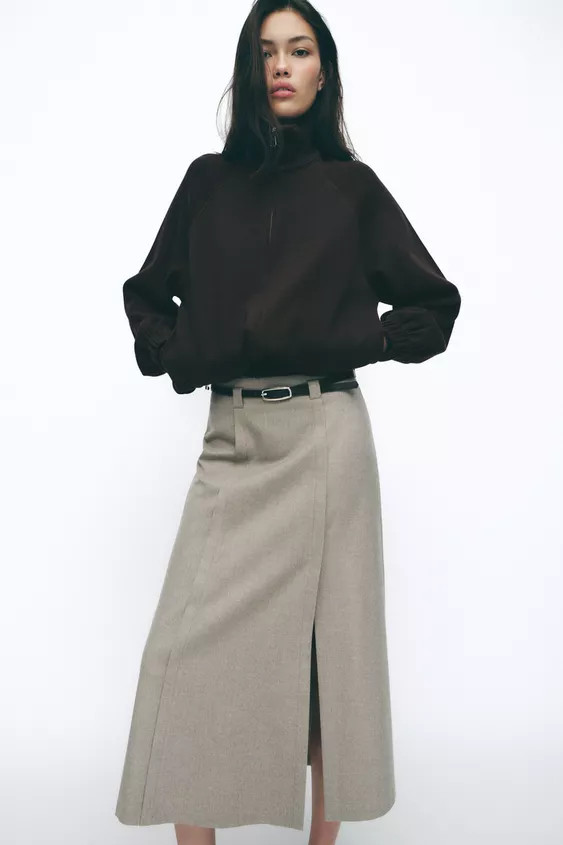 MIDI SKIRT WITH BELT | Zara US
