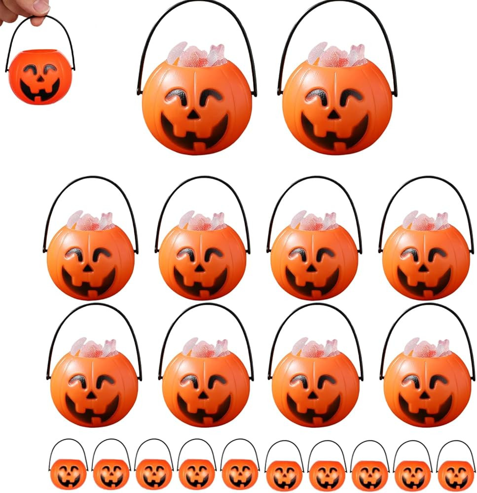 MAGICLULU Pumpkin Candy Bucket, 20pcs Mini Halloween Pumpkin Candy Pail for Trick or Treat Hallow... | Amazon (US)