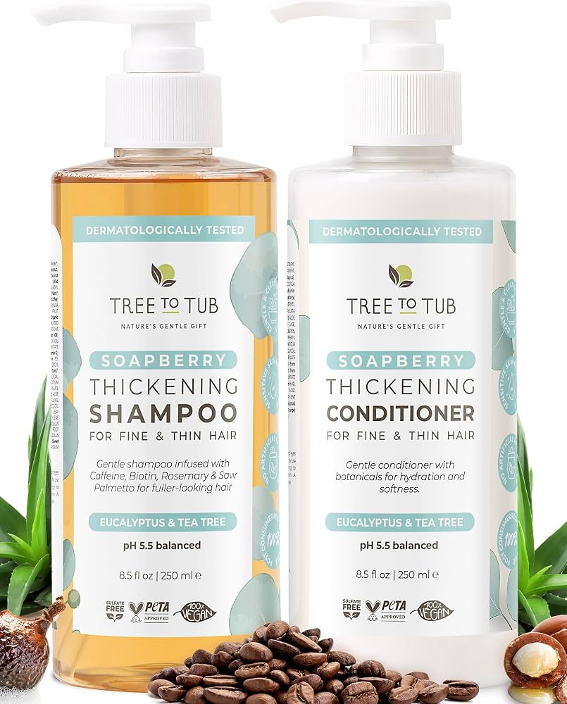 Tree To Tub Volumizing Biotin Shampoo and Conditioner Set - Activating Caffeine for Fuller Hair, ... | Amazon (US)
