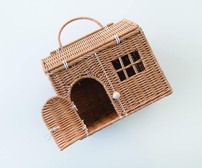 Rool Rattan House Shaped Basket Wicker Small Dollhouse Gift for Girls, Boho Toys, Mouse in a Box ... | Amazon (US)