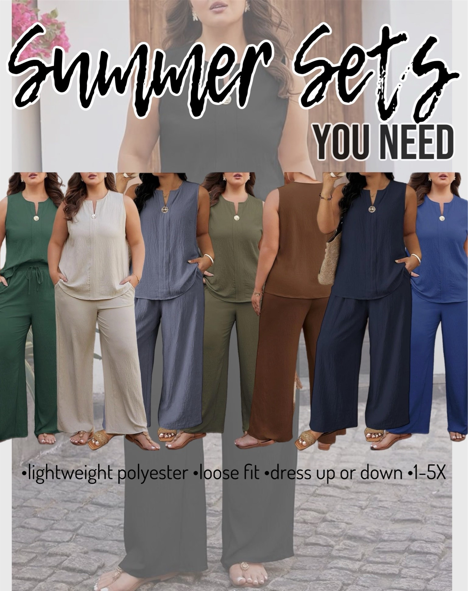 This is the set you pull out of your closet when you want to LOOK GOOD…………but feel like you’re in pajamas. 👀

She’s lightweight, loose fitting, and breathable, perfect for summer days AND nights. ✨

Dress her up or down; either way, you have a winning look that is put together and easy. 😍

#LTKootd #LTKPlusSize
