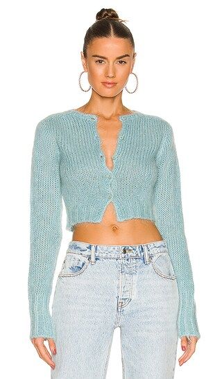 Mohair Fuzzy Cropped Cardigan in Sky Blue | Revolve Clothing (Global)
