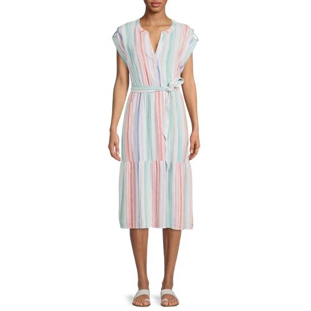 Time and Tru Tiered Dolman Sleeve Dress | Walmart (US)