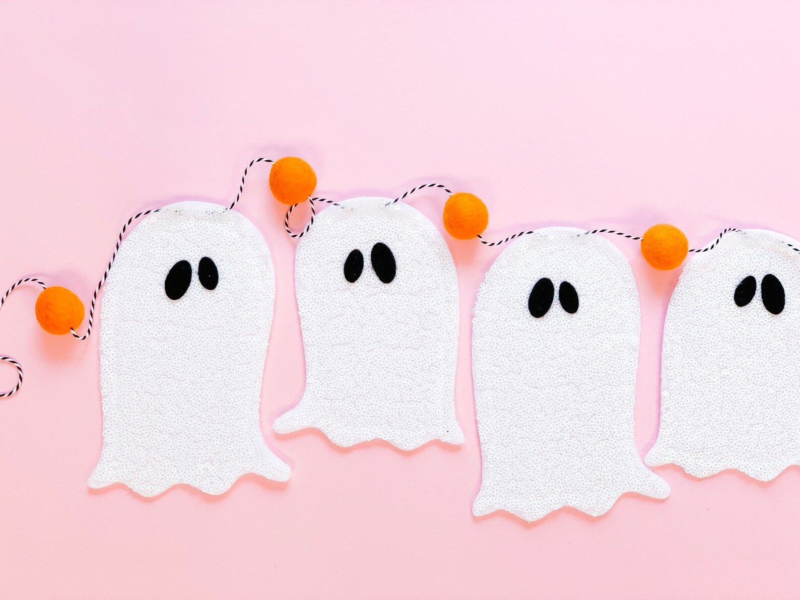 PRE-ORDER  White Sequin Ghost Garland with Felt Balls  | Etsy | Etsy (US)