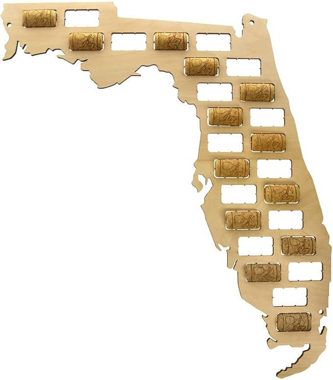 The Geeky Days Florida Wine Cork Map State Map of Florida Wine Cork Collector Display Wood Map Wa... | Amazon (US)