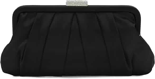 CHARMING TAILOR Classic Pleated Satin Clutch Bag Diamante Embellished Formal Handbag for Wedding/... | Amazon (US)