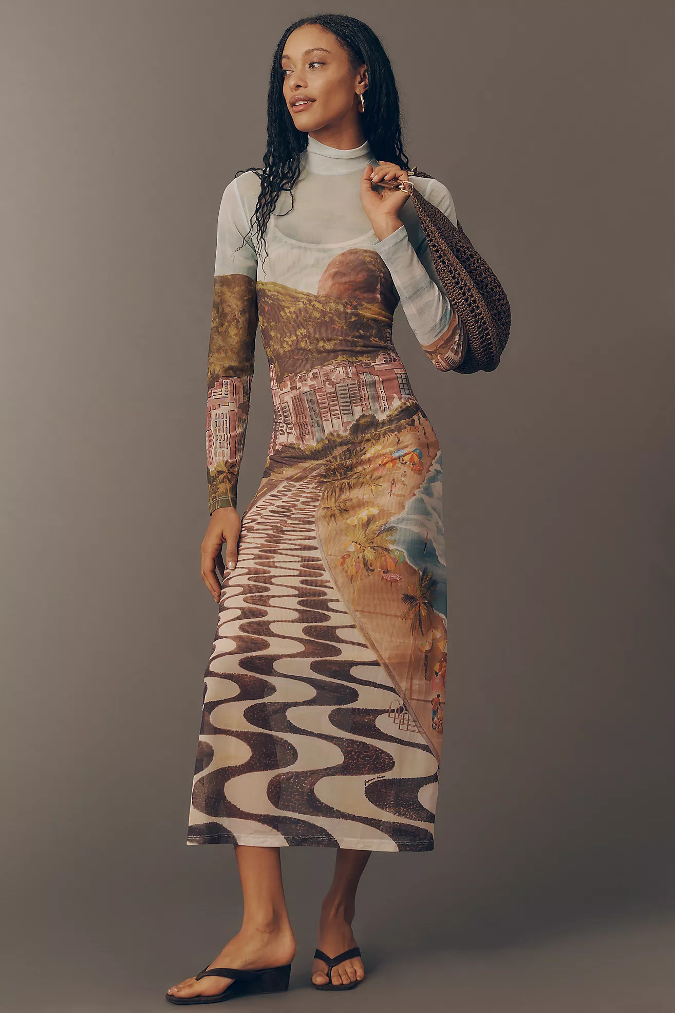 Farm Rio Copacabana High-Neck Midi Dress | Anthropologie (US)