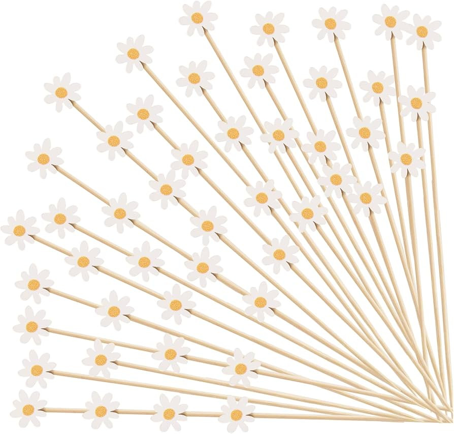 Spring Daisy Cocktail Picks 100 pcs Floral Decorative Toothpicks for Appetizers Fruit Sticks Food... | Amazon (US)