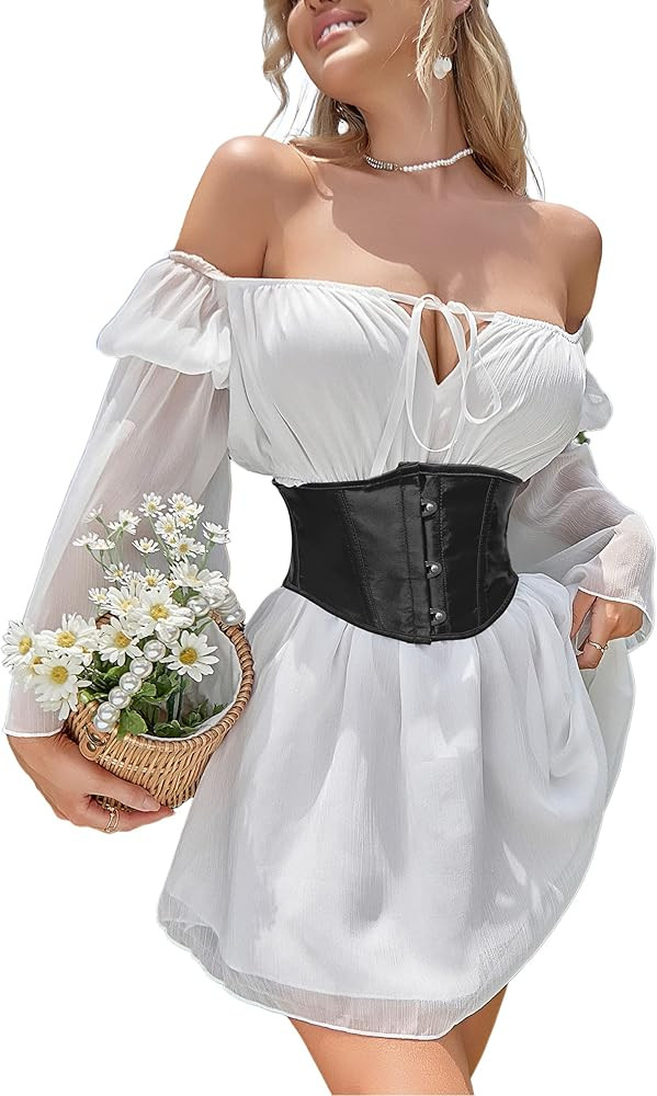 Alivila.Y Fashion Womens Sexy Satin Vintage Underbust Waist Training Corset Bustier | Amazon (US)
