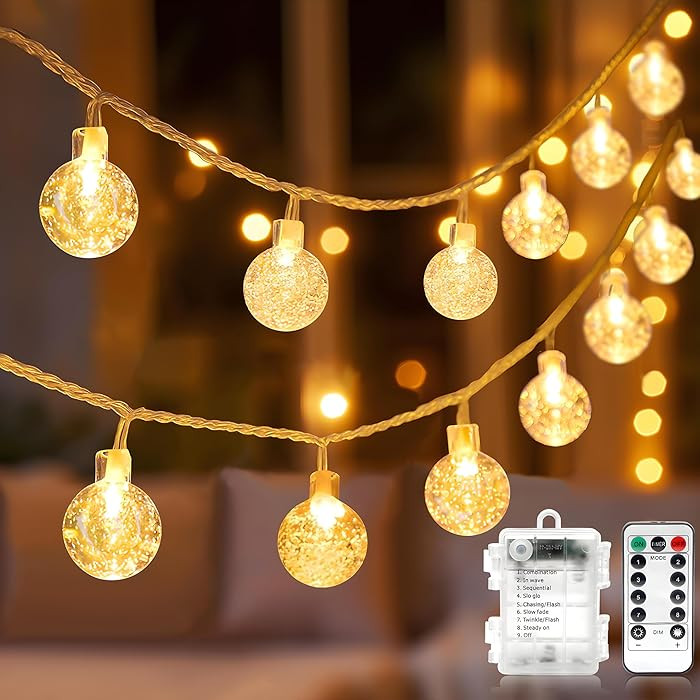 Metaku Globe String Lights Fairy Lights Battery Operated 16.4ft 50LED String Lights with Remote W... | Amazon (US)