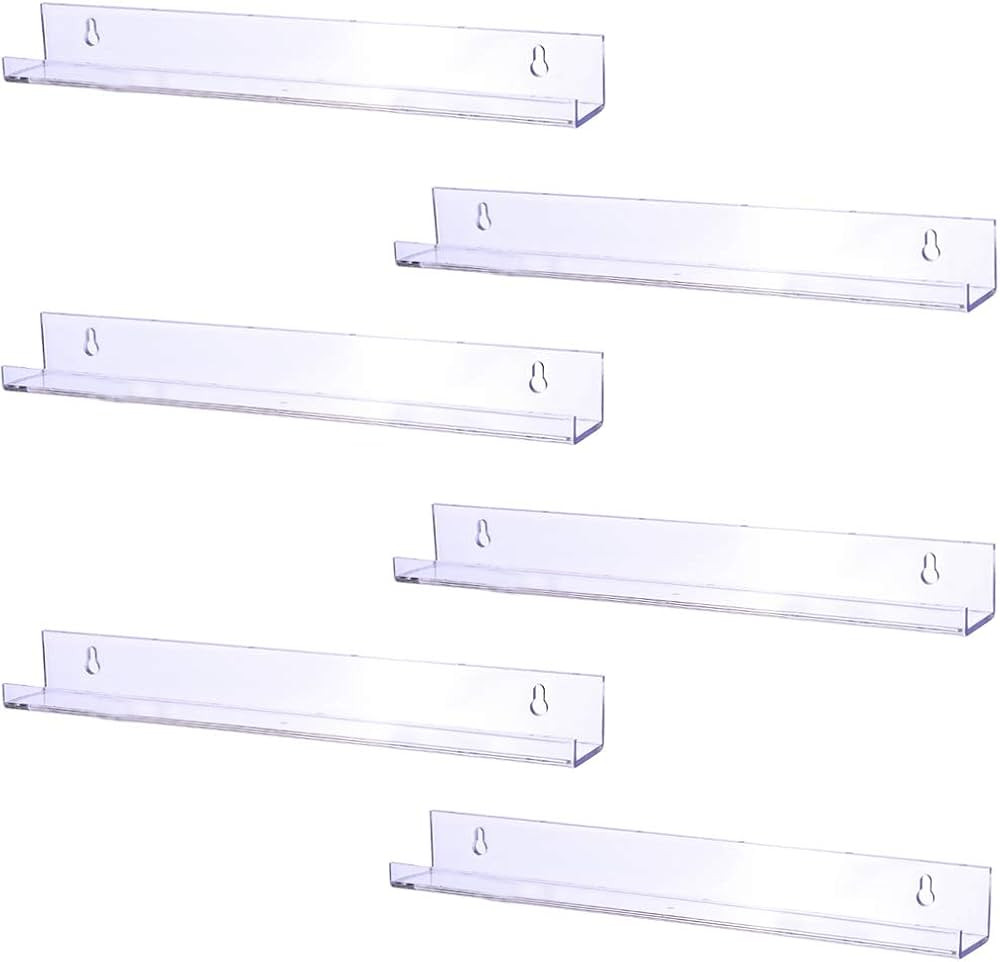 Sooyee 6 Pack 15 Inch Acrylic Invisible Kids Floating Bookshelf for Kids Room,Modern Picture Ledg... | Amazon (US)