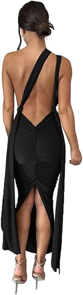 Women Sexy Backless Bodycon Sleeveless Open Back Maxi Dress for Going Out, Elegant Party Cocktail... | Amazon (US)