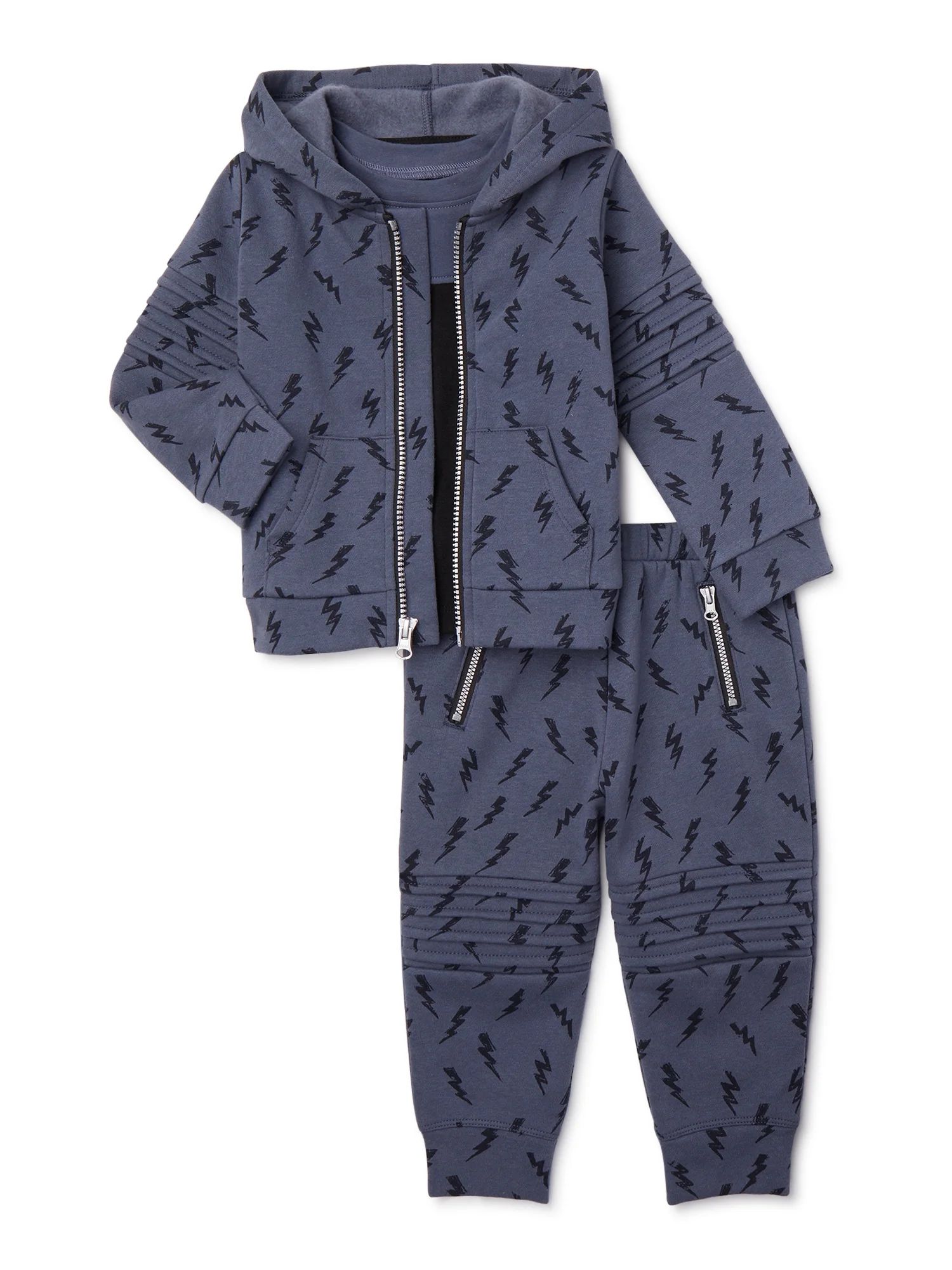 Wonder Nation Baby Boys Hoodie Outfit Set, 3-Piece, Sizes 0M-24M | Walmart (US)