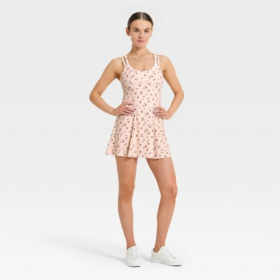 Women's Knit Double Layer Active Dress - JoyLab™ Cream Floral L | Target