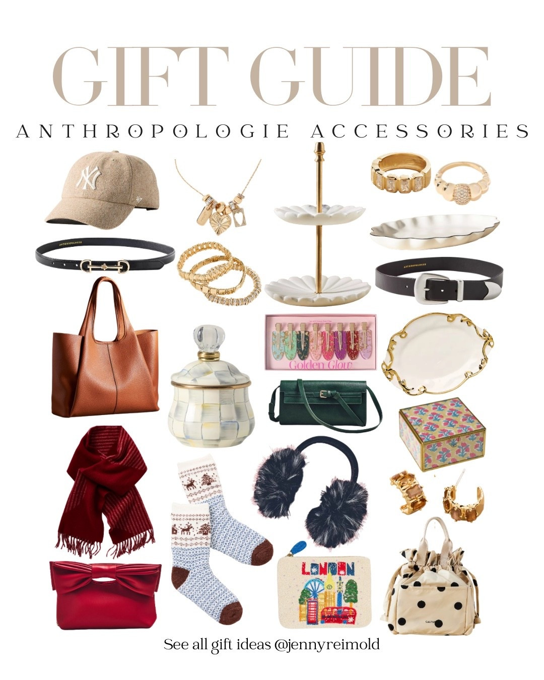 
Anthropologie accessories gift guide... bags, belts, hats, jewelry, and trinket trays. Find all of these linked below and use my code JENNY30 for 30% off on almost everything! 

#LTKGiftGuide #LTKCyberWeek #LTKFindsUnder100