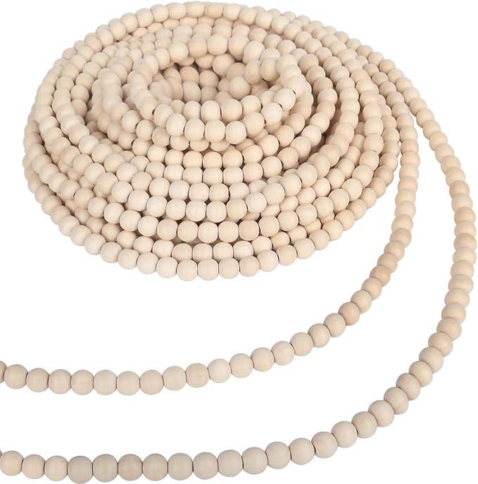 Christmas Wooden Beaded Garland Farmhouse Beads Garland Rustic Country Xmas Bead Garlands Boho Ch... | Amazon (US)