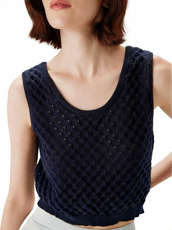 RIHOAS Womens Crochet Tank Top Sleeveless Knit Sweater Hollow Out Loose Knit Trendy Going Out Top... | Amazon (US)