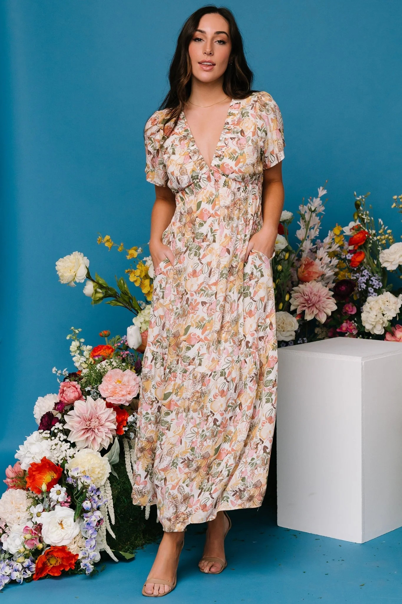 Cassie Short Sleeve Dress | Multi Floral | Baltic Born