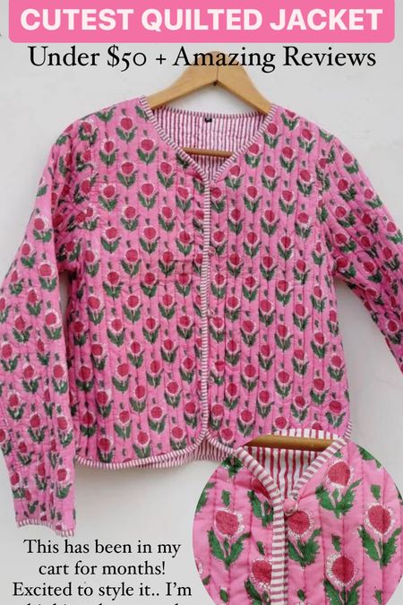 Pink quilted jacket / pink fabric quilted jacket / SIZE UP per reviews! I ordered a medium and I’m normally XS

#LTKunder50 #LTKFind #LTKstyletip
