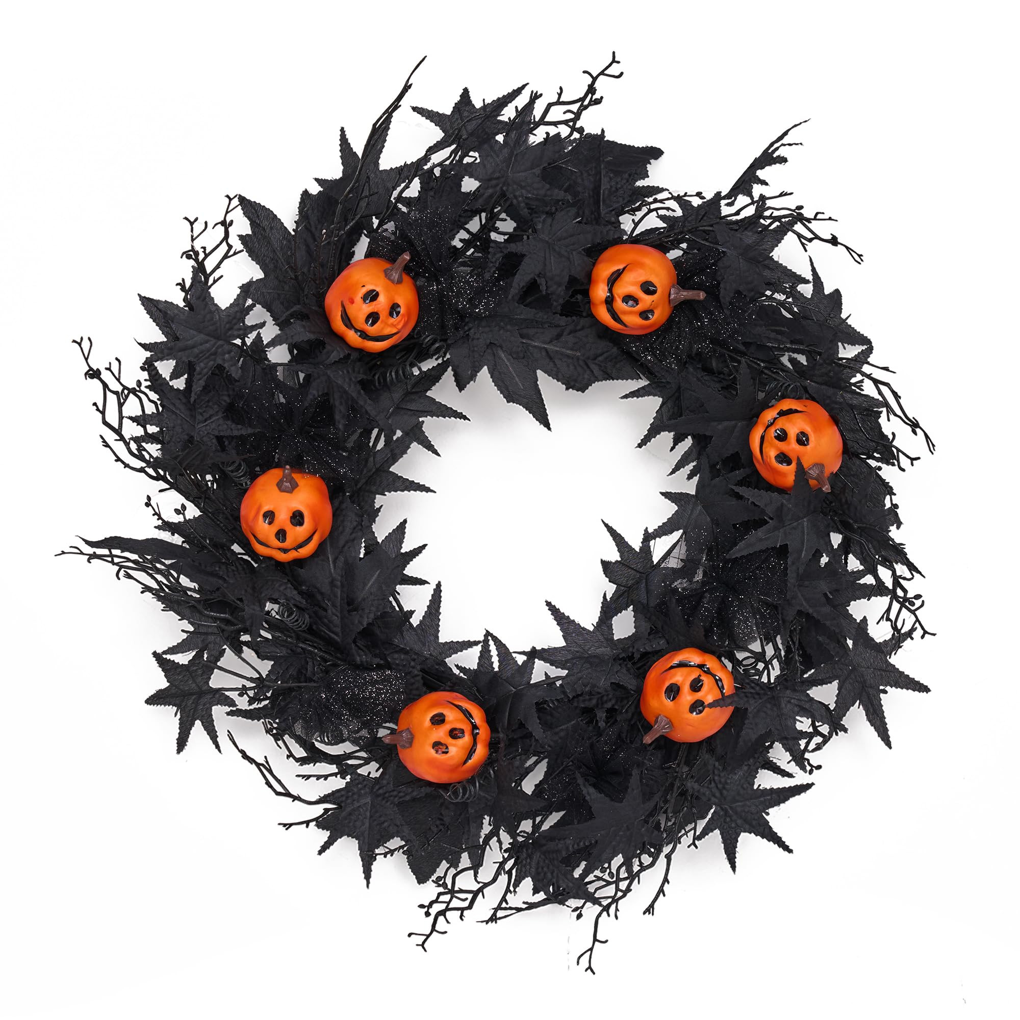 GENMOUS Halloween Wreath for Front Door - 22inch Eucalyptus Wreaths with Pumpkin, Maple Leaves, D... | Amazon (US)