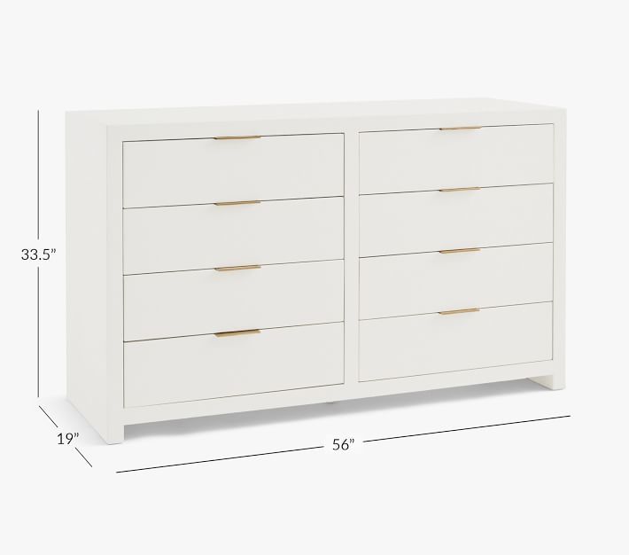 Eleanor Extra-Wide Nursery Dresser, Wrapped Woven Raffia, In-Home Delivery | Pottery Barn Kids