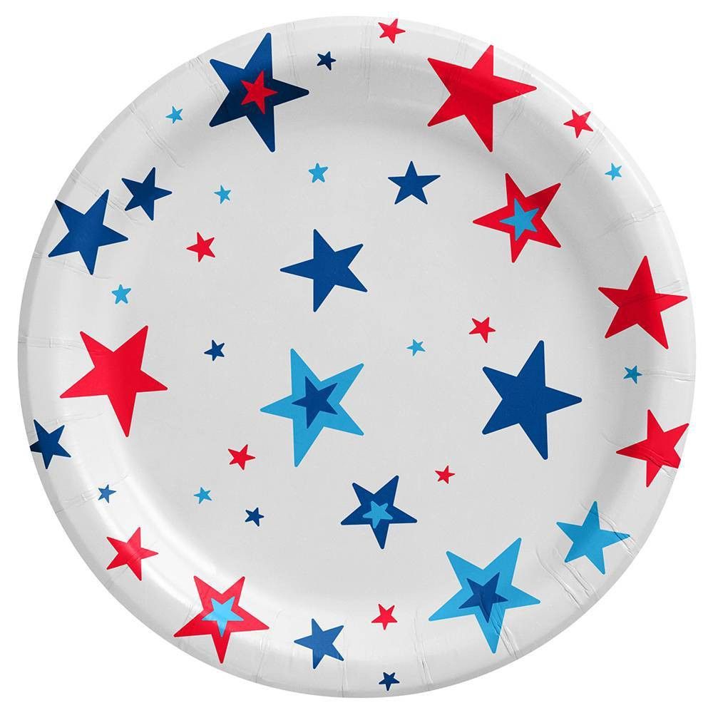 20ct 6.75" Snack Plate Stars Red White Blue - Sun Squad 5pk | Walmart (US)