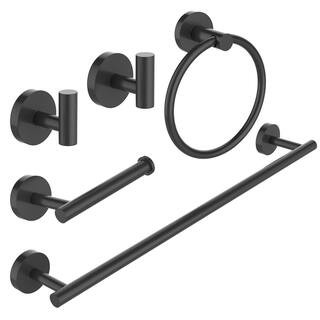5-Piece Bath Hardware Set with Towel Bar Hand Towel Holder Toilet Paper Holder Towel Hook Modern ... | The Home Depot