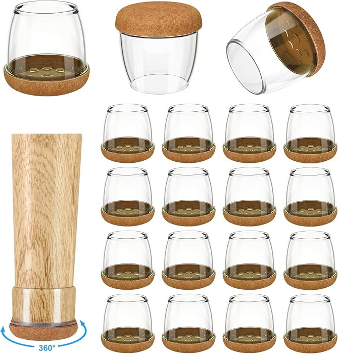 16 Pack Chair Leg Floor Protectors for Hardwood Floors, Round Rubber Furniture Sliders, 360\u00b0... | Amazon (US)