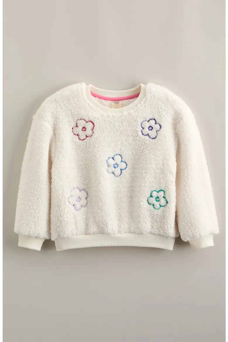 Floral Embroidered Faux Fur Sweatshirt (Women) | Nordstrom | Nordstrom