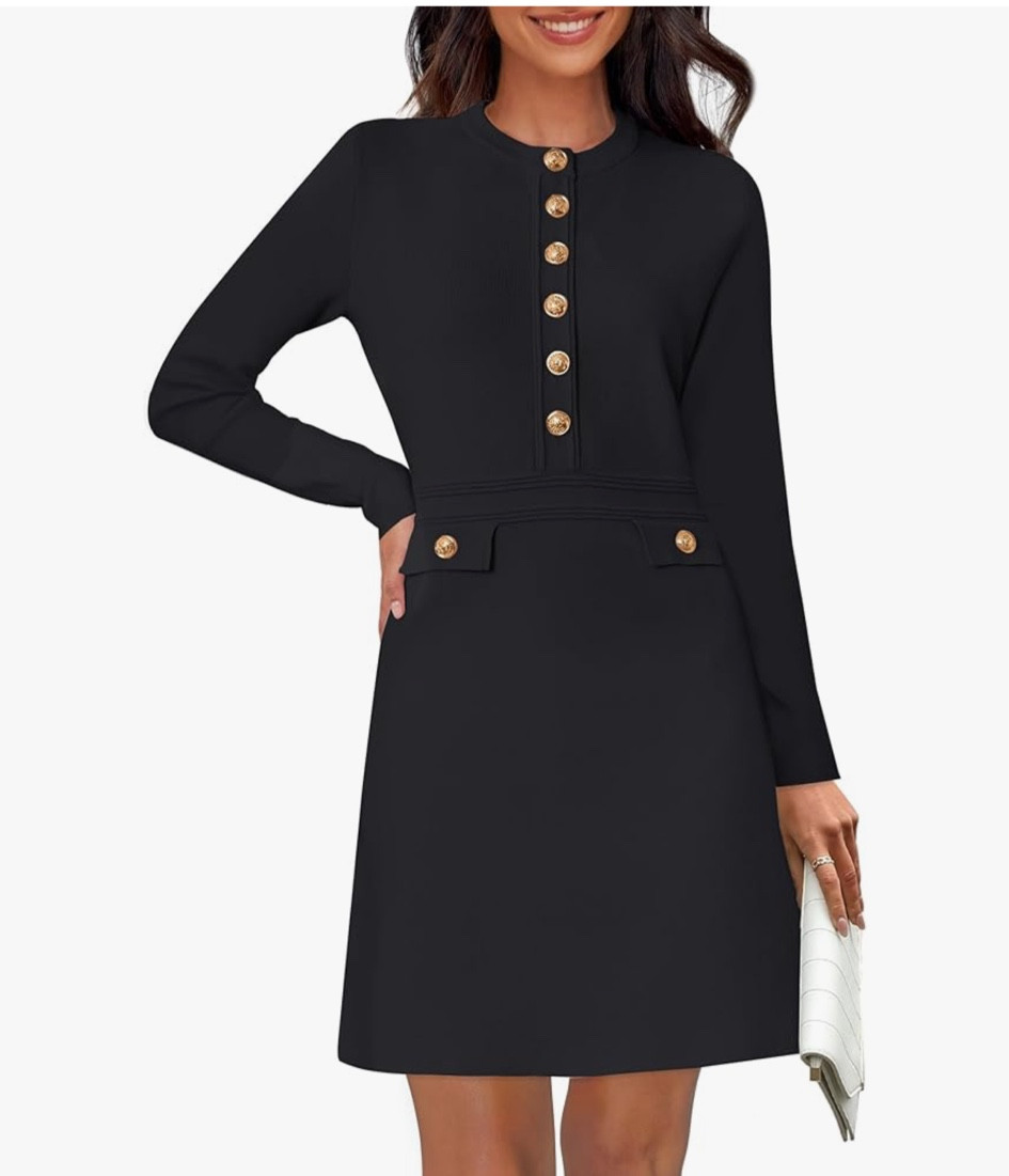 NENONA Women's Crew Neck Bodycon Sweater Dress Long Sleeve Button Elegant Formal Party Mini Dress

#LTKFallSale #LTKBacktoSchool #LTKSeasonal