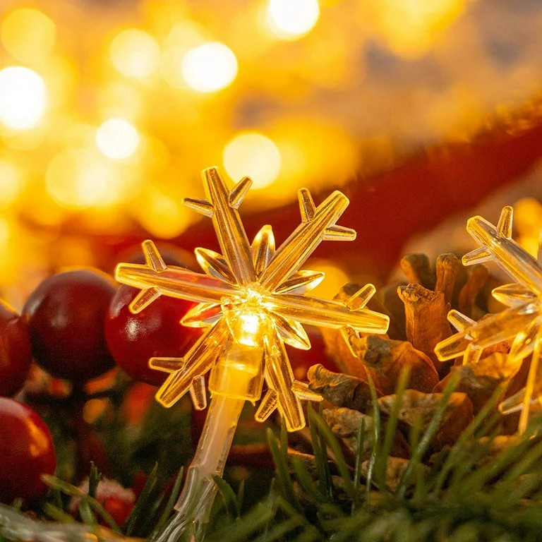 Rirool Snowflake String Lights - 20FT, 40 LED, Battery Operated, Waterproof Fairy Lights for Bedr... | Walmart (US)