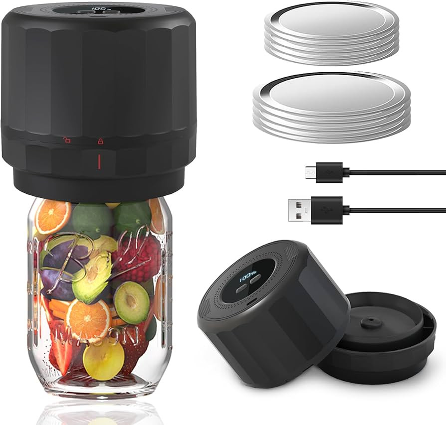 Electric Mason Jar Vacuum Sealer - Mason Jar Vacuum Sealer Kit with Wide & Regular Mouth Mason li... | Amazon (US)