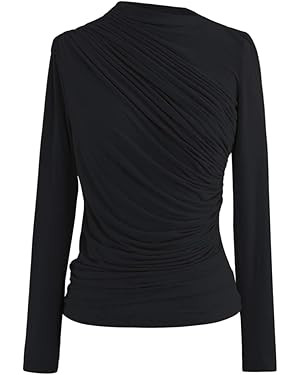 CHICWISH Women's Mock Neck Ruched Long Sleeves Knit Top | Amazon (US)