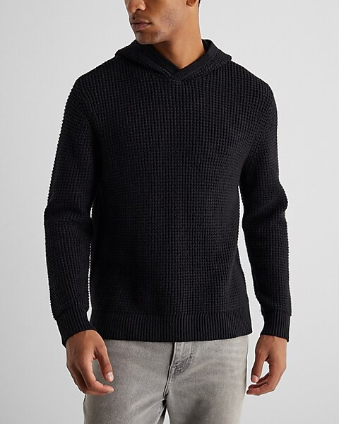 Waffle Knit Hooded Sweater | Express