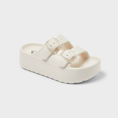 Kids' Falda EVA Double Strap Platform Slides - art class™ Off-White 6 | Target
