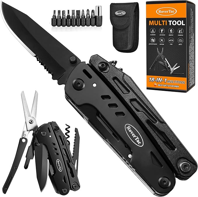 RoverTac Multitool Pocket Knife Tactical Camping Survival Knife Gifts for Men Dad Husband 18 in 1... | Amazon (US)