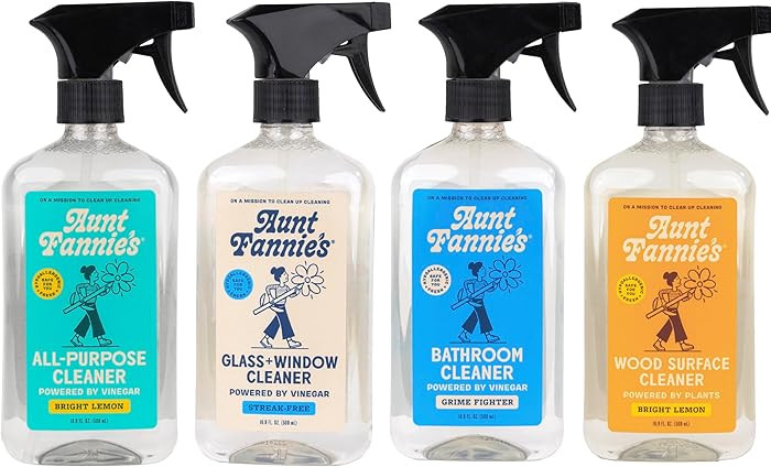 Aunt Fannie's Cleaning Spray Variety Pack, Lemon All Purpose Vinegar, Glass & Window, Bathroom, a... | Amazon (US)