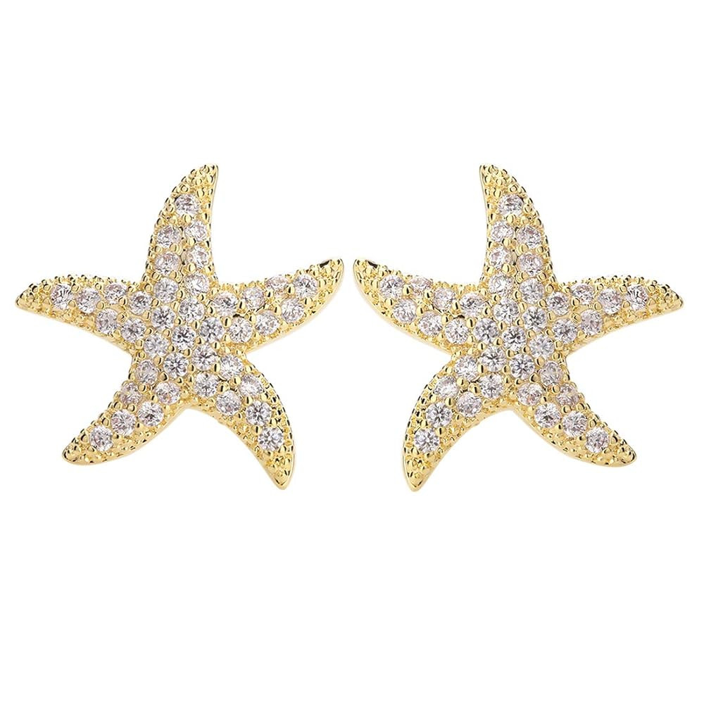 Starfish Stud Earrings for Women - CZ Paved Starfish Stud Earrings - Charm Starfish Earrings Plat... | Amazon (US)
