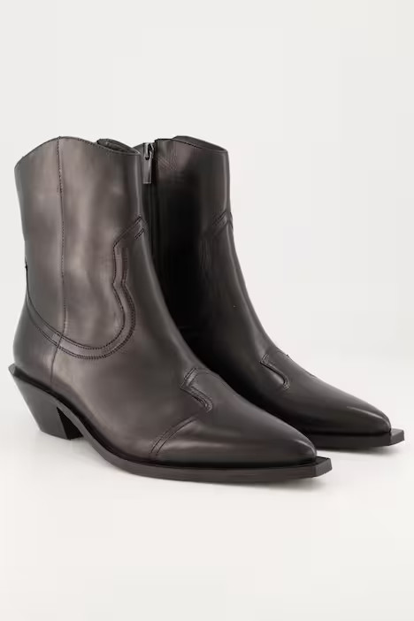 Cowboy Leder-Stiefeletten, Silber, Zipper, Weite H | Ulla Popken DE
