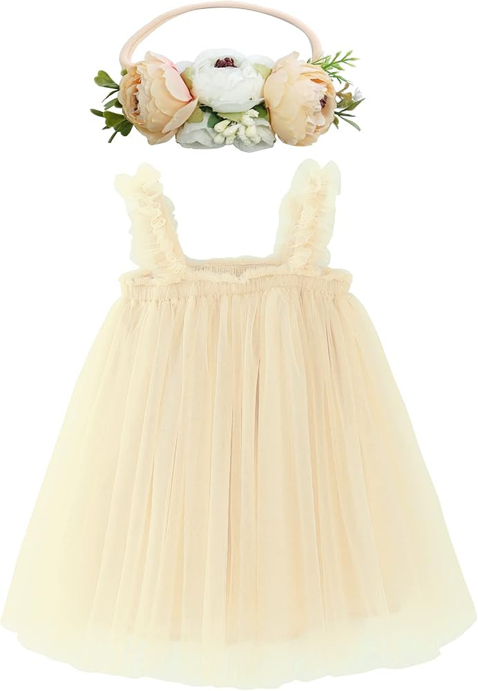 BGFKS Layered Tulle Tutu Dress for Toddler Girls,Baby Girl Rainbow Tutu Princess Skirt Set with F... | Amazon (US)