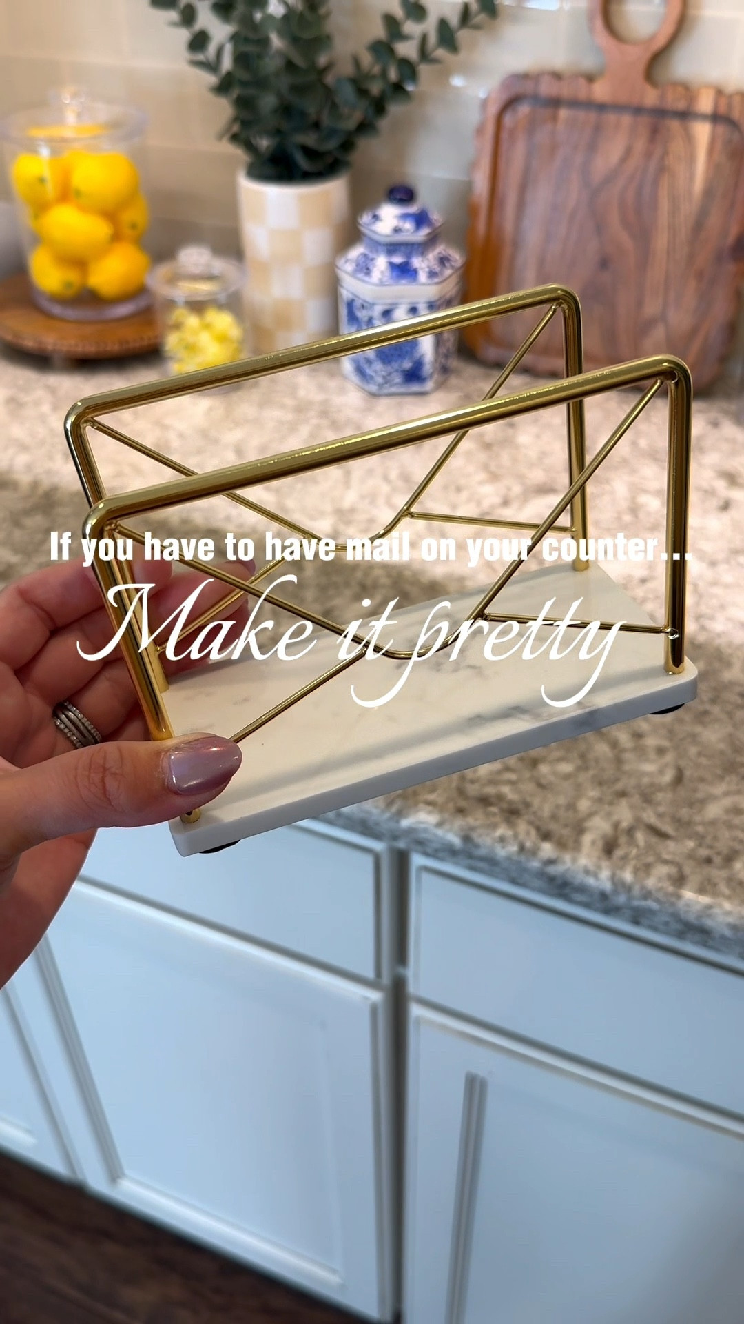 If you have to have mail on your counter, make it pretty!

Mail holder, letter holder, mail organizer, counter mail organizer, counter mail holder, gold mail holder, aesthetic mail holder, modern mail holder

#LTKFindsUnder50 #LTKHome