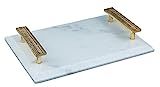 Thirstystone Global Trek Rectangular Marble Tray with Golden Arrow Handles, White | Amazon (US)