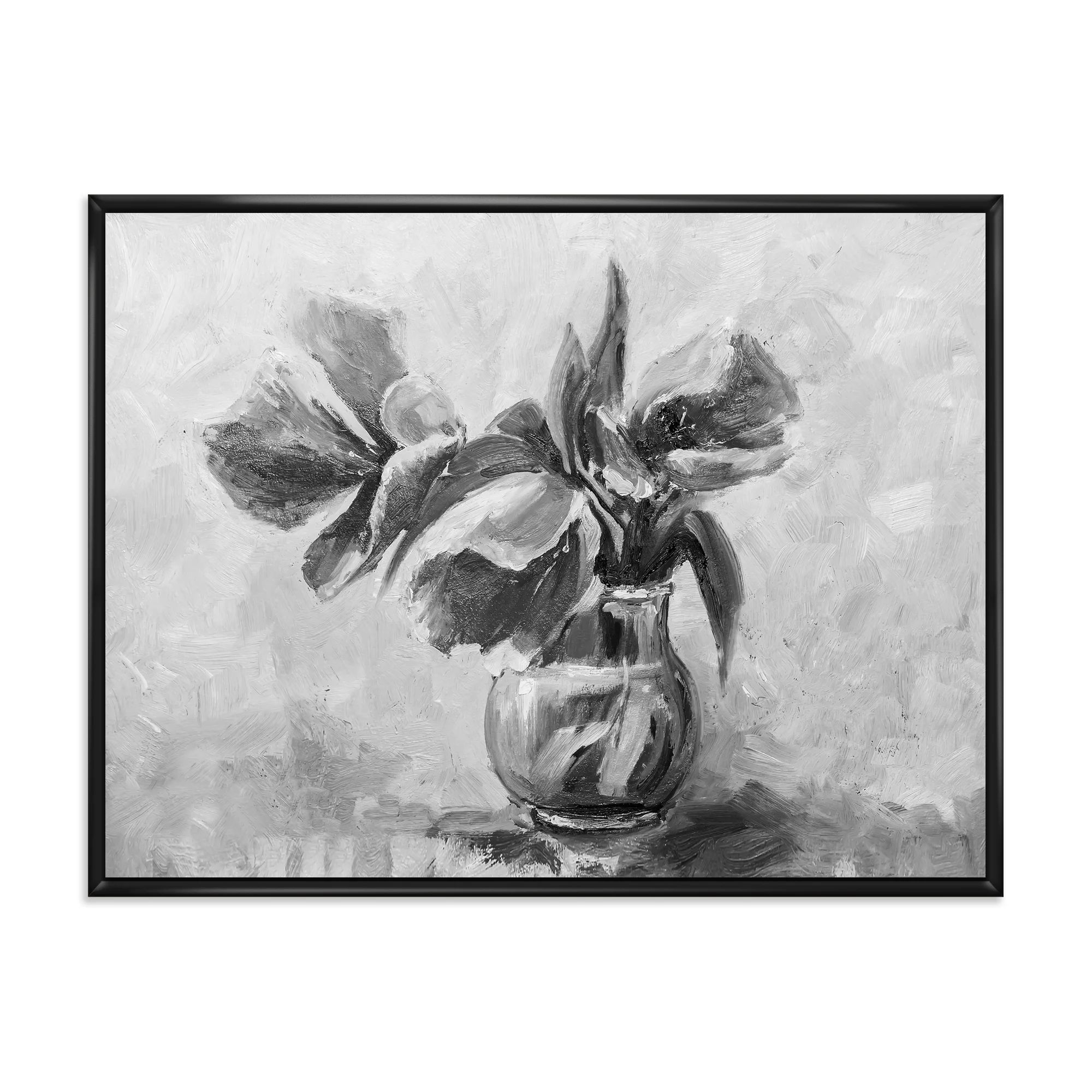 Designart 'Black and White Still Life Of Flowers In A Vase' Traditional Framed Canvas Wall Art Pr... | Walmart (US)