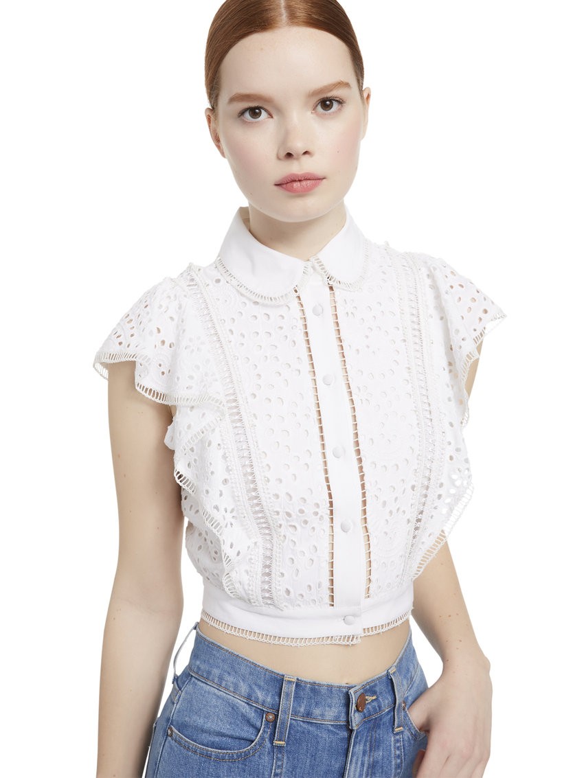 CAVAN EMBROIDERED EYELET BLOUSE | Alice + Olivia | Alice + Olivia