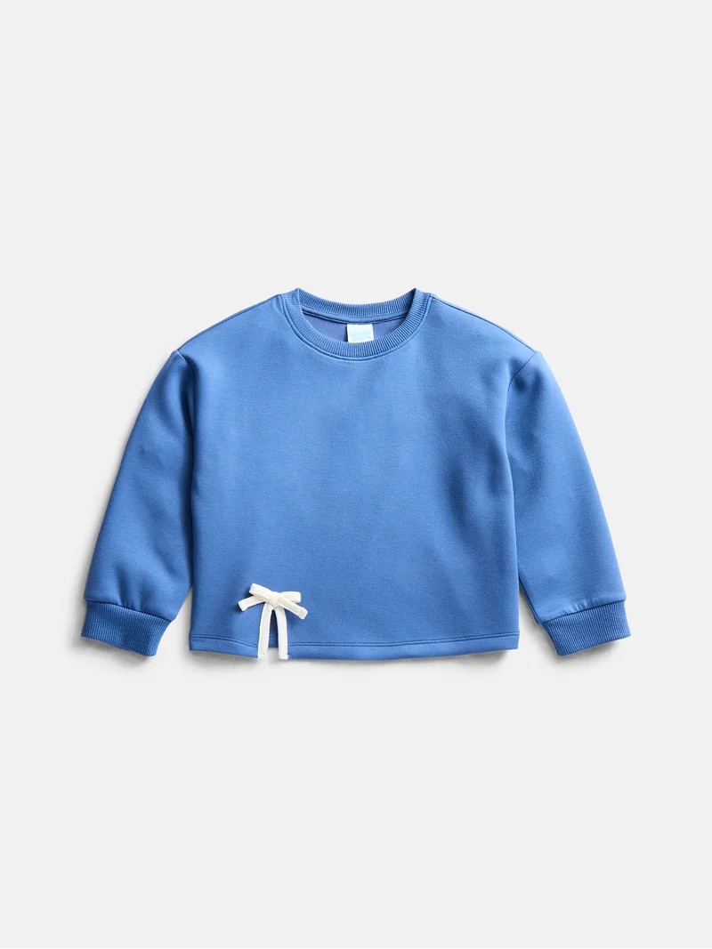 Wonder Nation Toddler Girls Crewneck Sweatshirt with Bow, Sizes 12M-5T | Walmart (US)