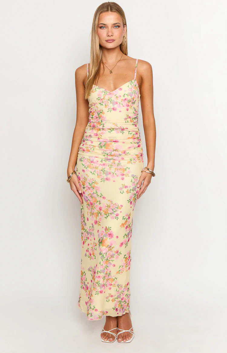 Sintra Yellow Bloom Maxi Dress | Beginning Boutique | Beginning Boutique (US)